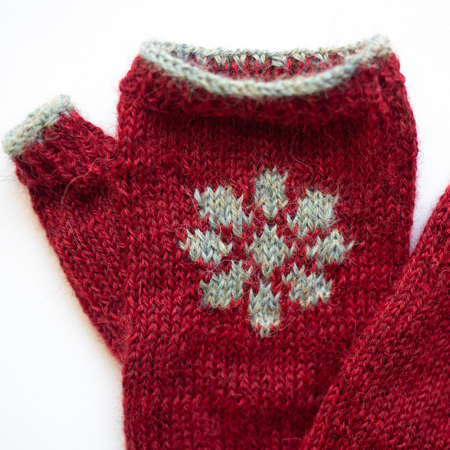 Flower Fingerless Gloves - Red