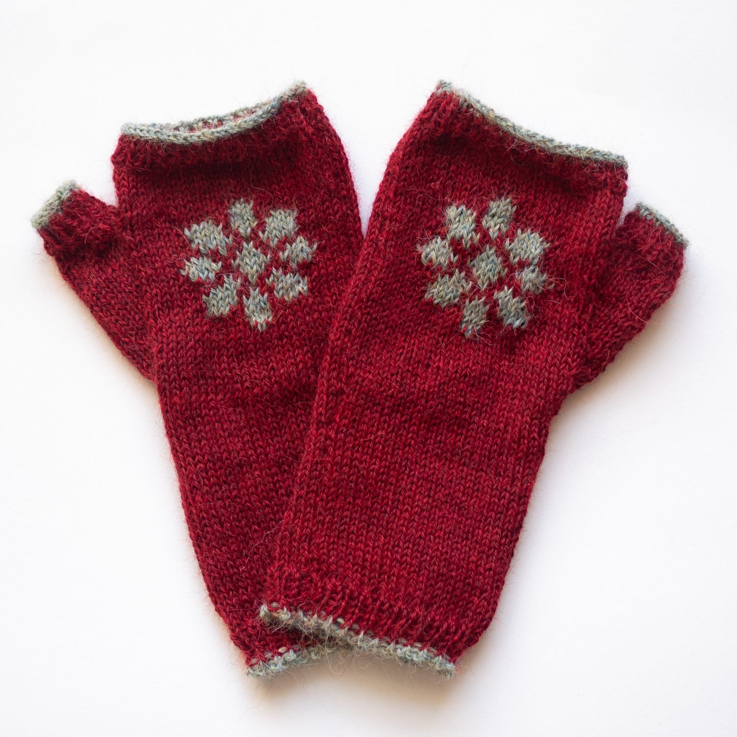 Flower Fingerless Gloves - Red image