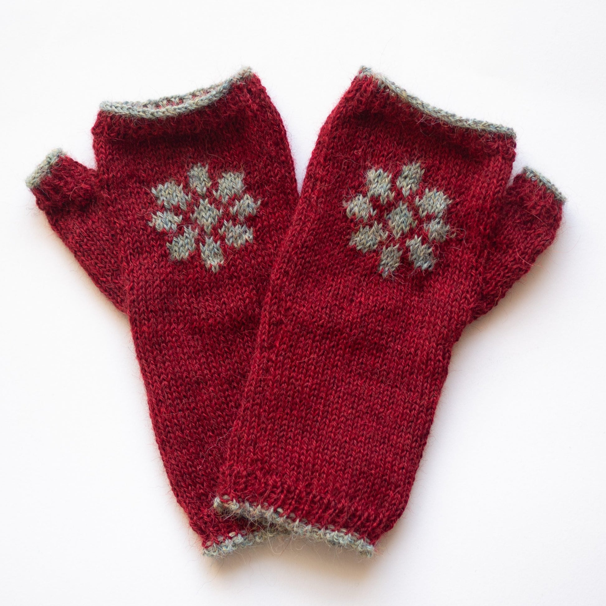 Flower Fingerless Gloves - Red image