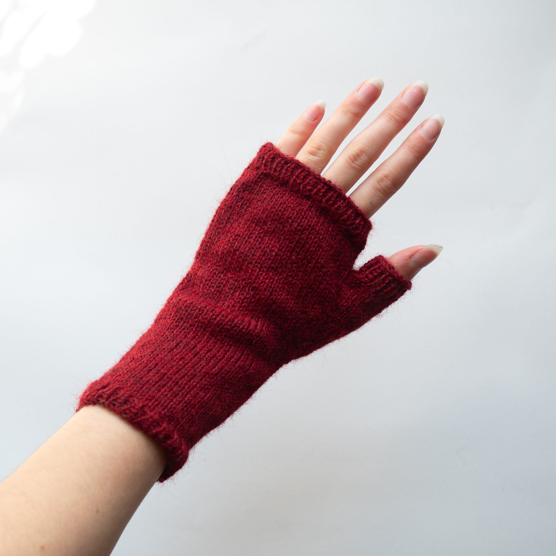 Maroon Red Fingerless Gloves image 2