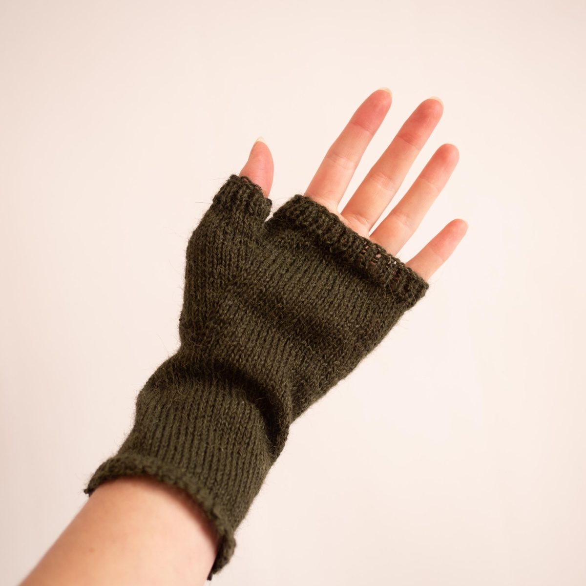 Embroidered Green Sheep Fingerless Gloves image 5