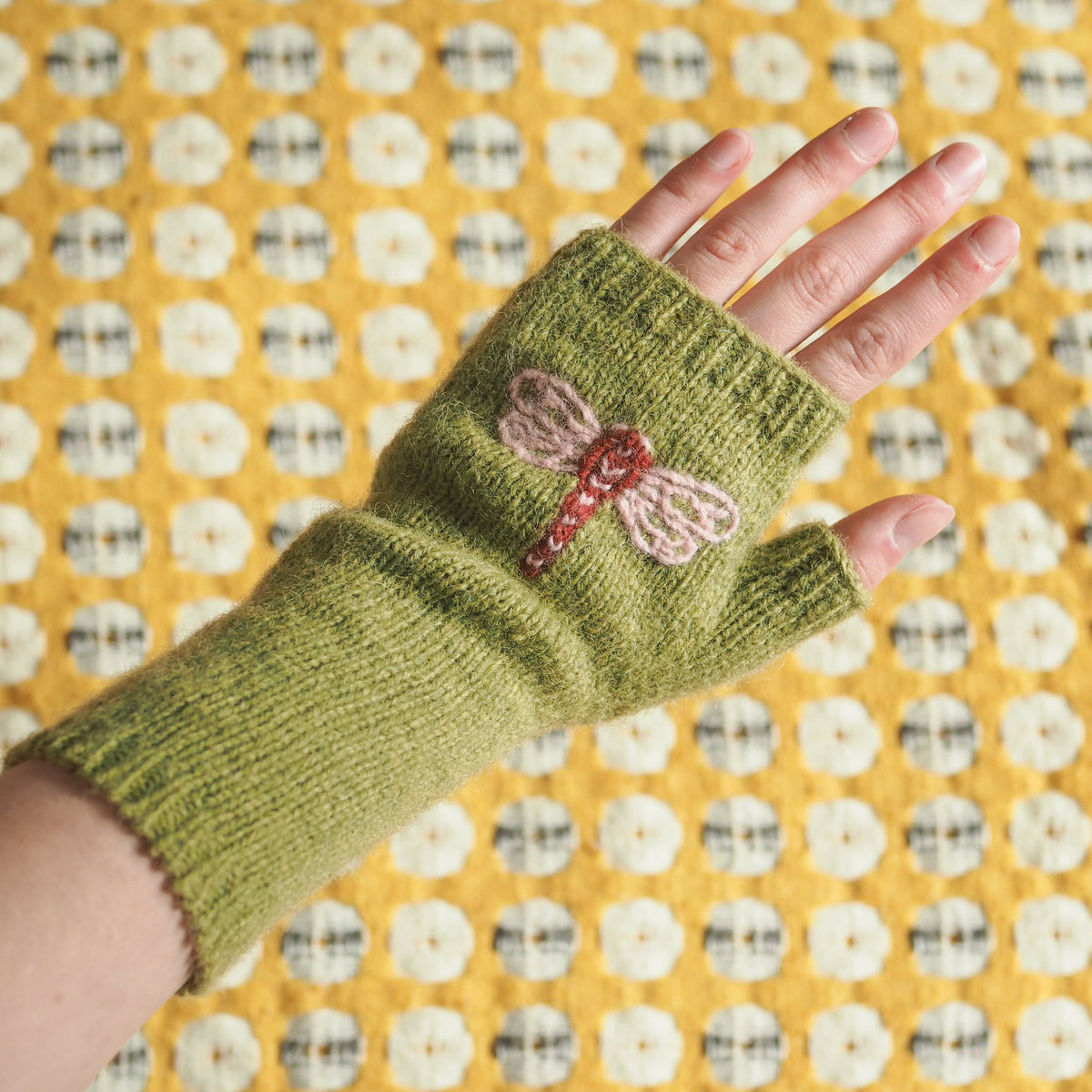 Pink Dragonfly Gloves - Green