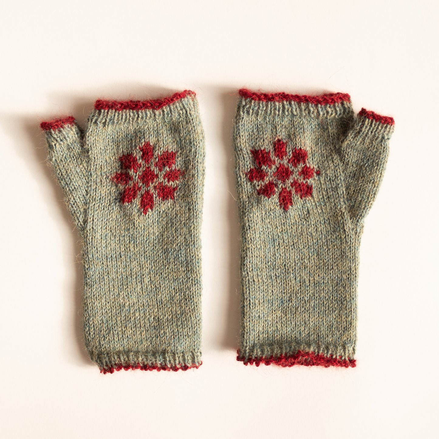 Flower Fingerless Gloves - Blue