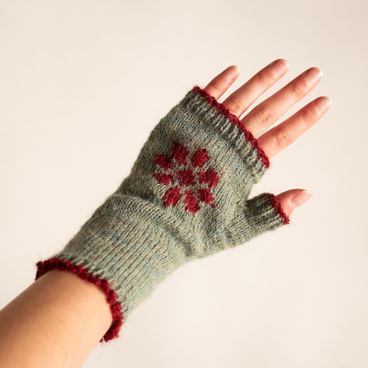 Flower Fingerless Gloves - Blue