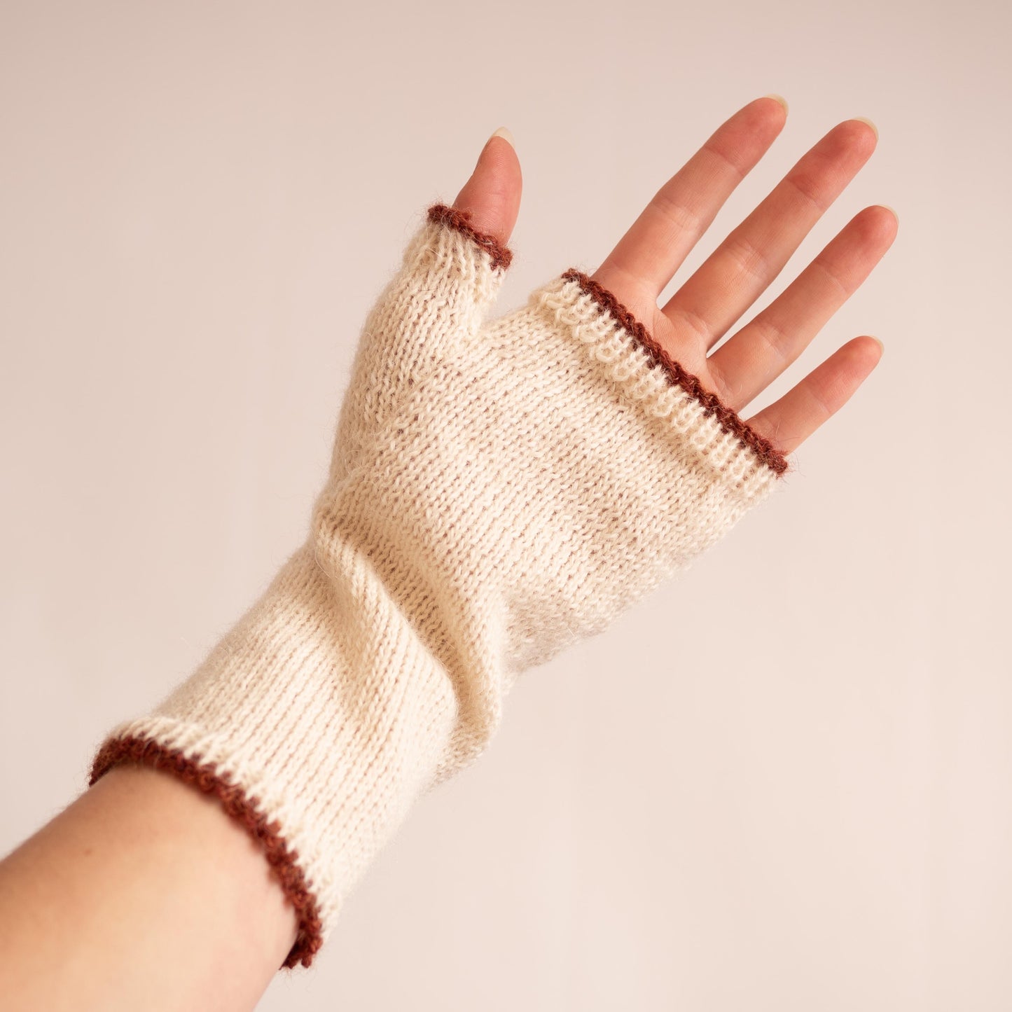 Embroidered Beetle Fingerless Gloves - White