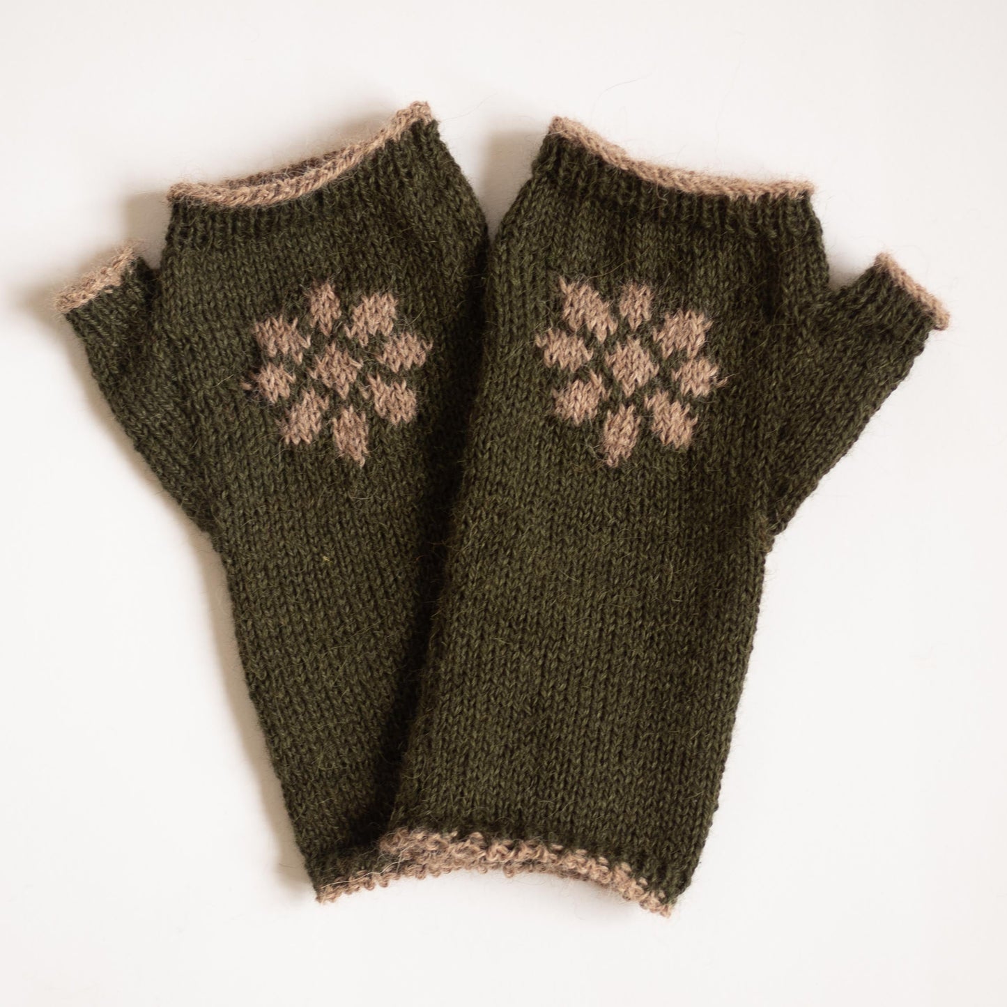 Flower Fingerless Gloves - Green