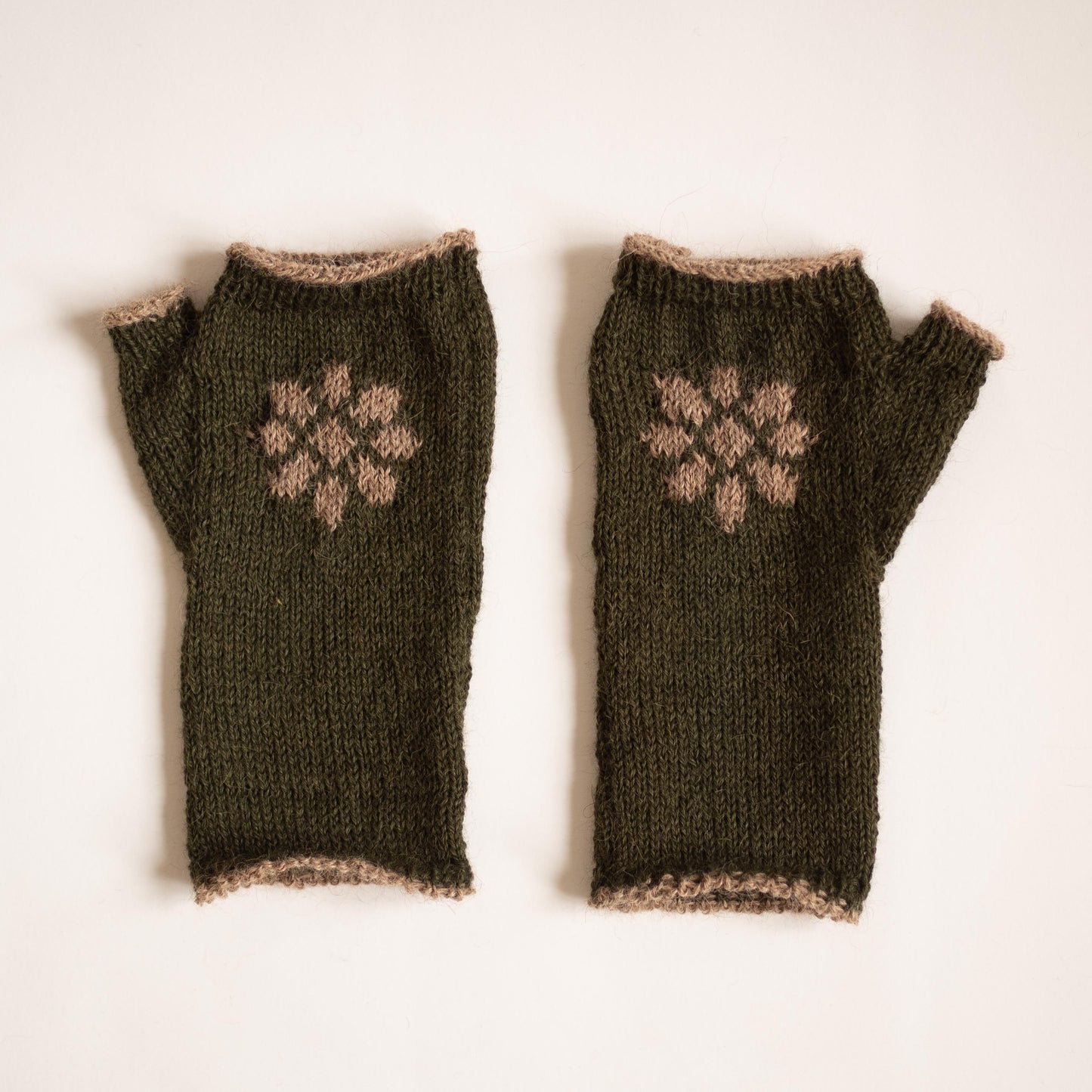 Flower Fingerless Gloves - Green