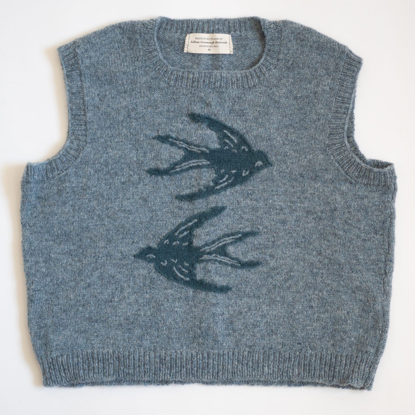 Hand-Embroidered Swallows Vest