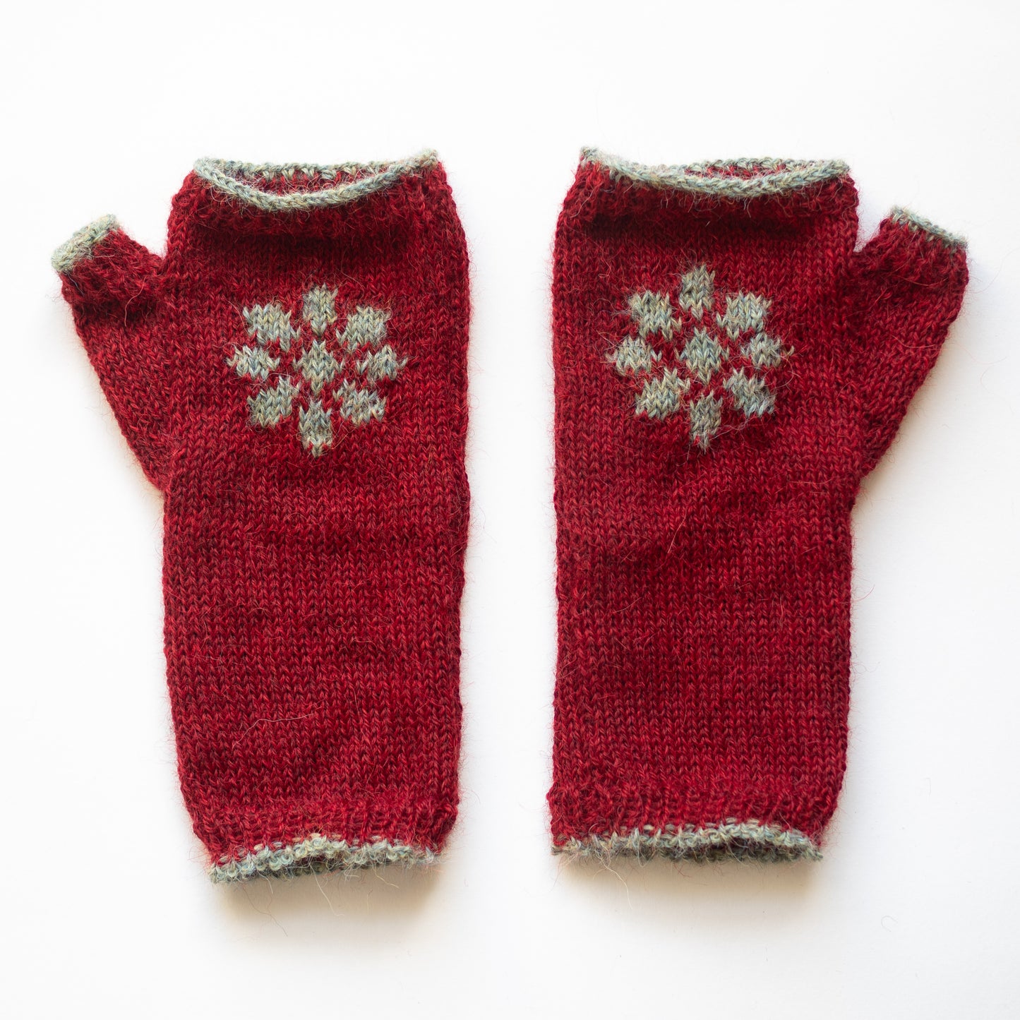 Flower Fingerless Gloves - Red