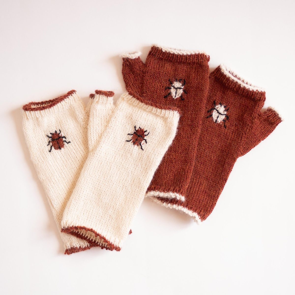 Embroidered Beetle Fingerless Gloves image 2